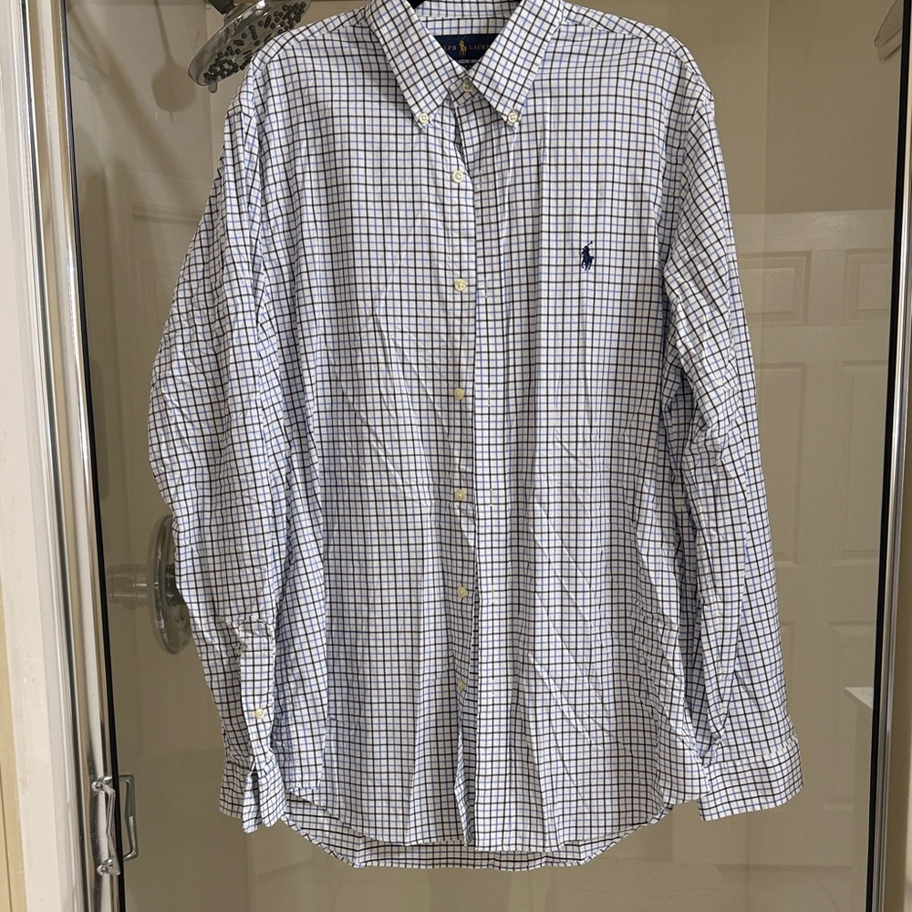 Polo Ralph Lauren White and Blue Plaid Shirt